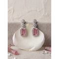 Generic Women's Brass Silver Plated Drop Earrings (Pink)