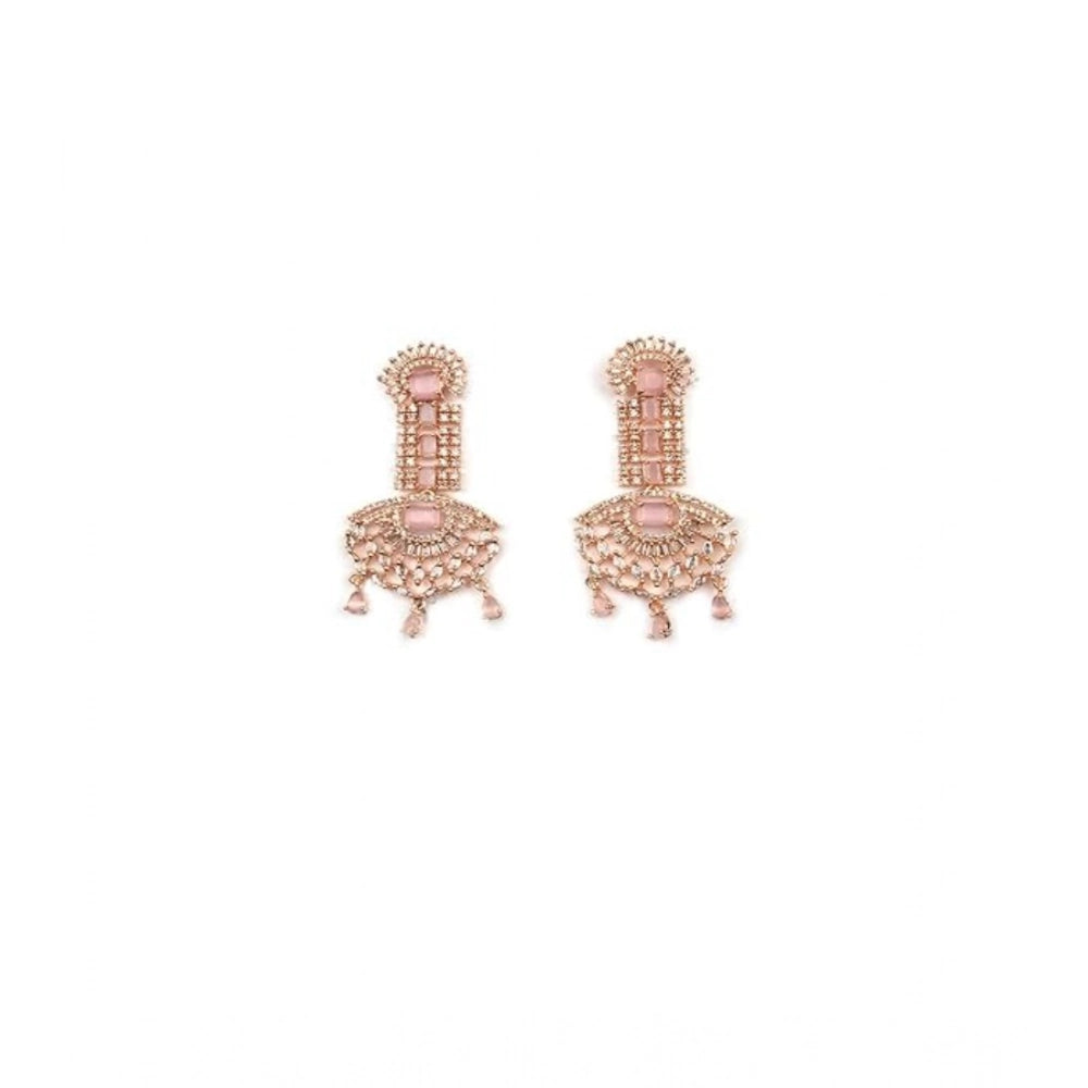 Generic Women's Brass Silver Plated Drop Earrings (Pink)