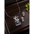 Generic Women's Brass Silver Plated Pendant Set (Blue)