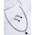 Generic Women's Brass Silver Plated Necklace set (Blue)