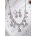 Generic Women's Brass Silver Plated Necklace set (Pink)