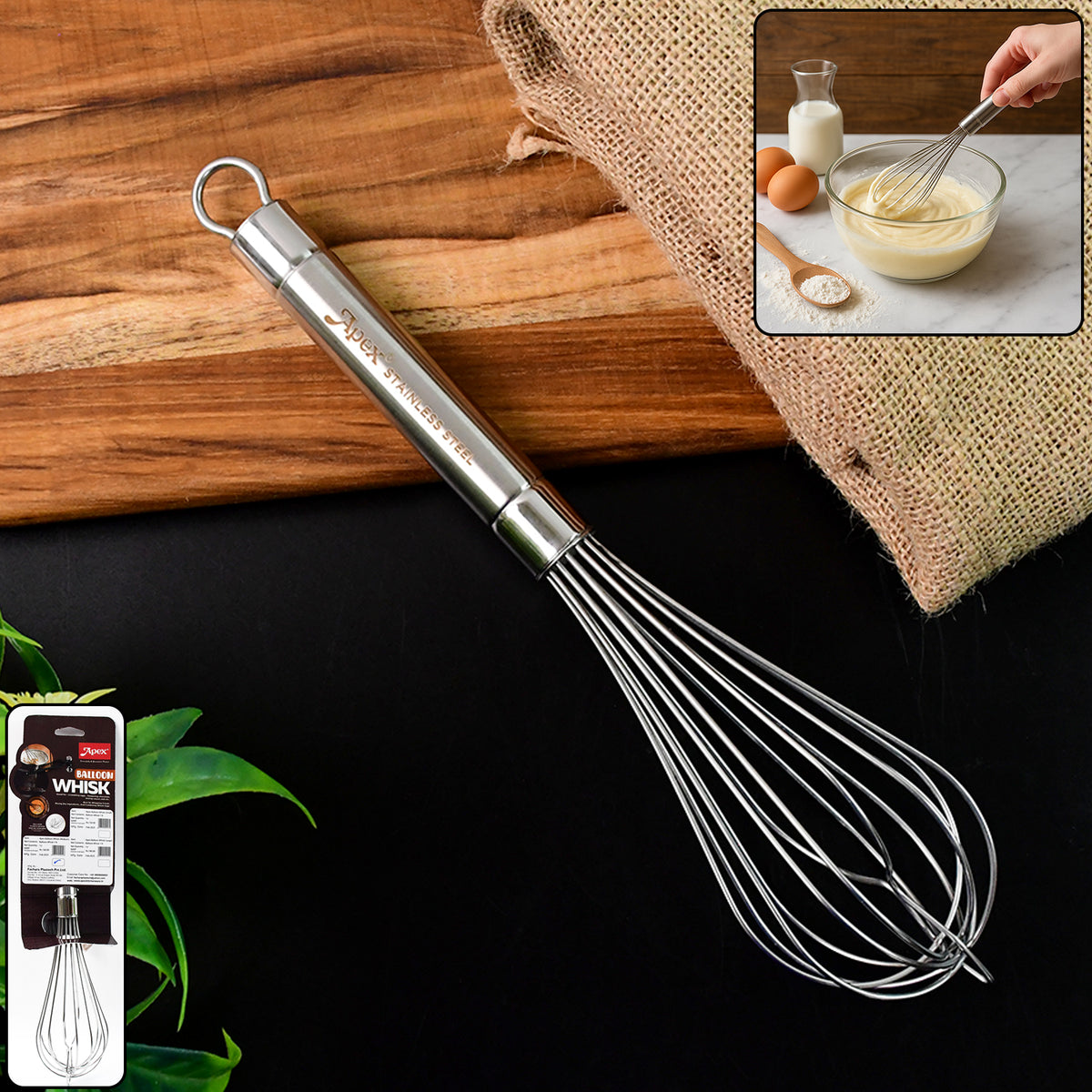 Apex Stainless Steel Large Hand Whisk (1 Pc)