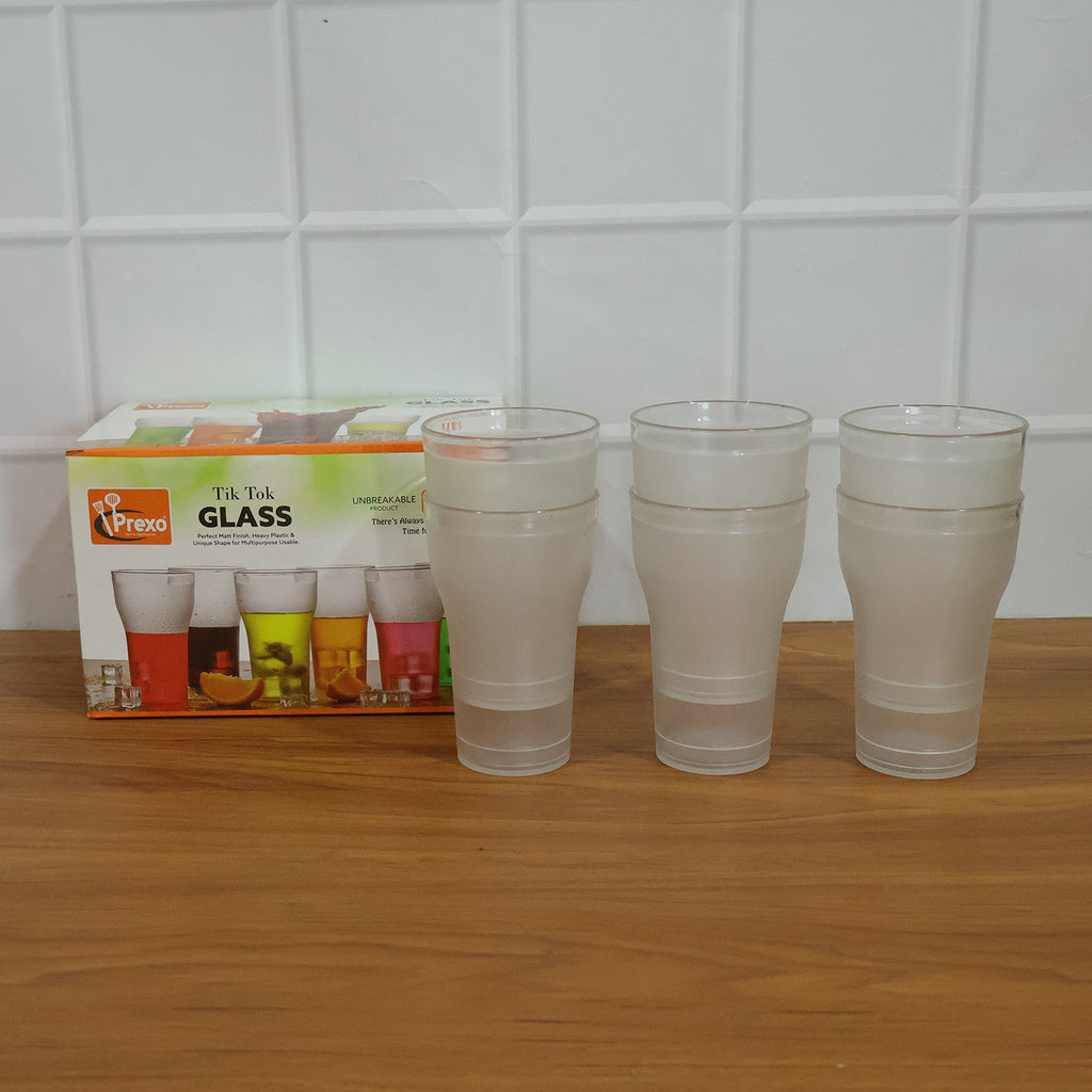 Prexo Unbreakable Plastic Drinking Water Glass (6 Pc Set 300 Ml Approx)