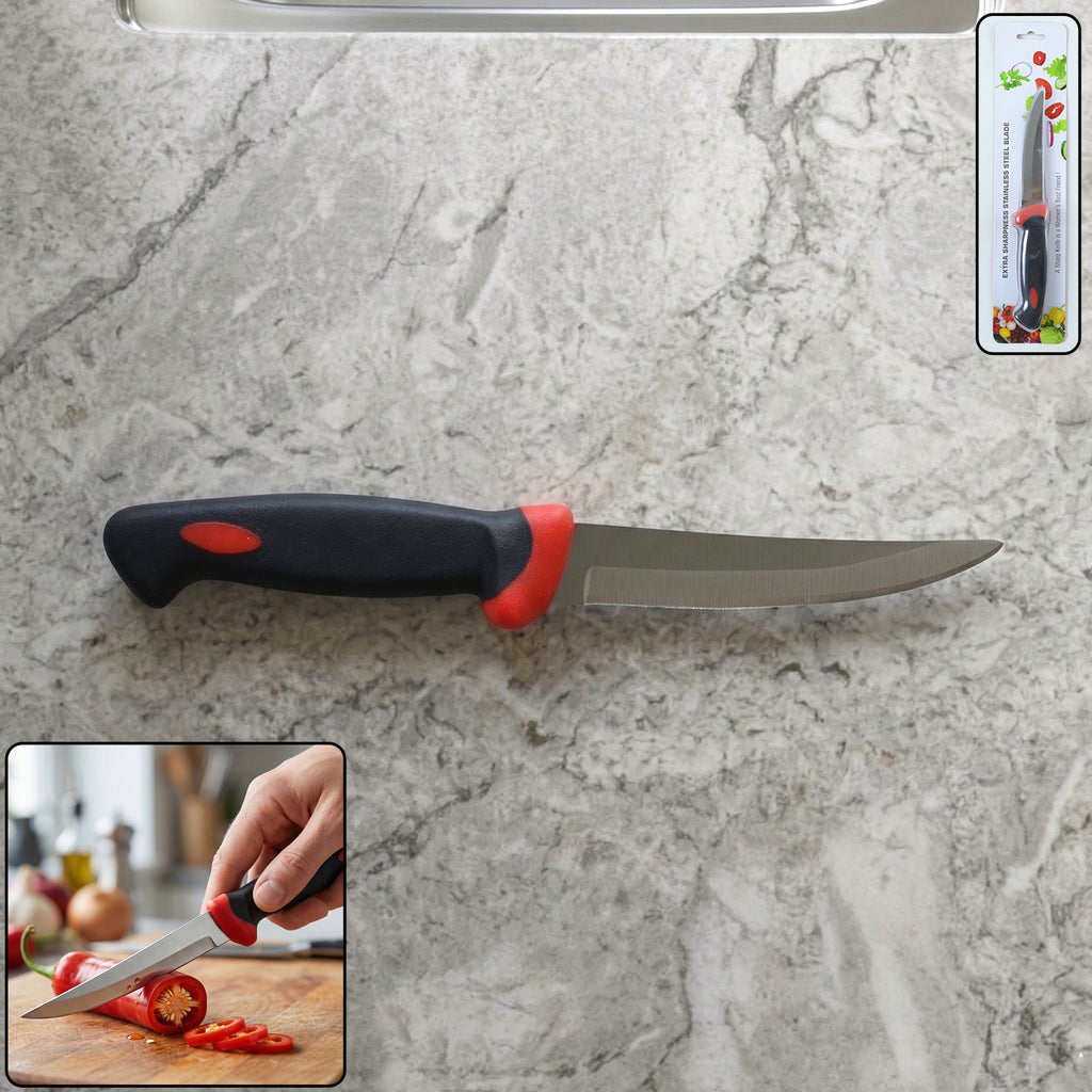 Stainless Steel Kitchen Utility Knife With Ergonomic Grip Handle (1 Pc)