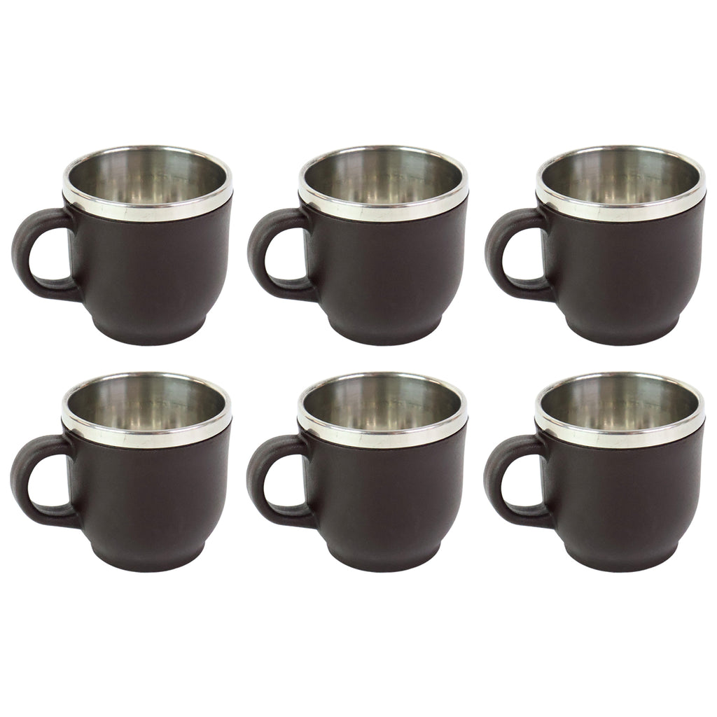 Apex Premium Double Wall Stainless Steel Cappuccino Mug Gift Set (6 Pc  100 Ml)